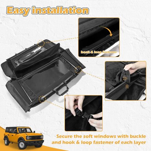 HIBRONGO Soft Top Window Storage Bag Compatible with 2021-2023 Ford Bronco 4Door Soft top Organizer for Rear Window Collection and Protection Seat Back Organizer in Kuwait