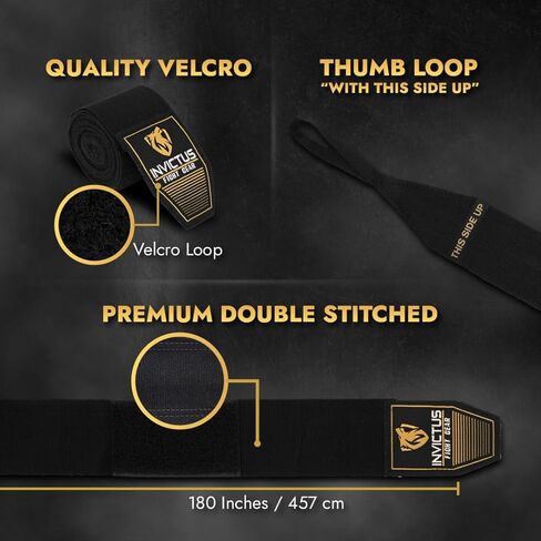 لفافات ملاكمة Invictus Fight Gear مقاس 180 بوصة لفافات يد للرجال والنساء في قفازات الملاكمة التايلاندية كيك بوكسينغ MMA سريعة الأغطية in Kuwait