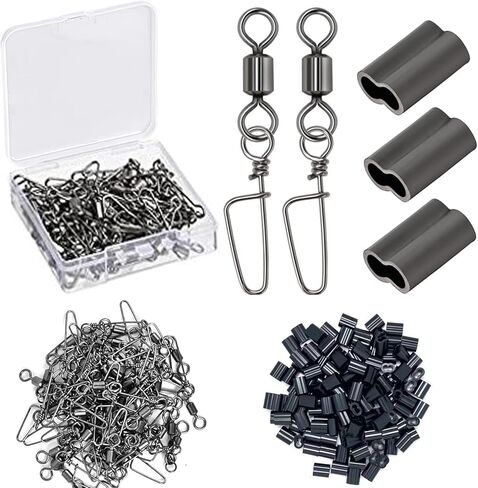 LonlyEagle Decoy Crimp Swivel Snap Set, Decoy Line Cord Crimps for Duck Decoys Goose Decoys and Snap Swivels Ball Bearing Fishing Swivels in Saudi Arabia
