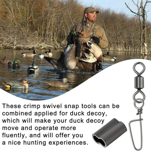 مجموعة LonlyEagle Decoy Crimp Swivel Snap، تجعيد سلك خط شرك لأفخاخ البط وأفخاخ الأوز والمفاتيح الدوارة التي تحمل الكرة يدور الصيد in Kuwait