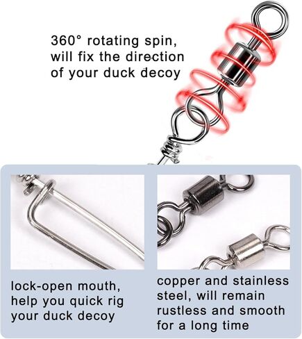 مجموعة LonlyEagle Decoy Crimp Swivel Snap، تجعيد سلك خط شرك لأفخاخ البط وأفخاخ الأوز والمفاتيح الدوارة التي تحمل الكرة يدور الصيد in Kuwait