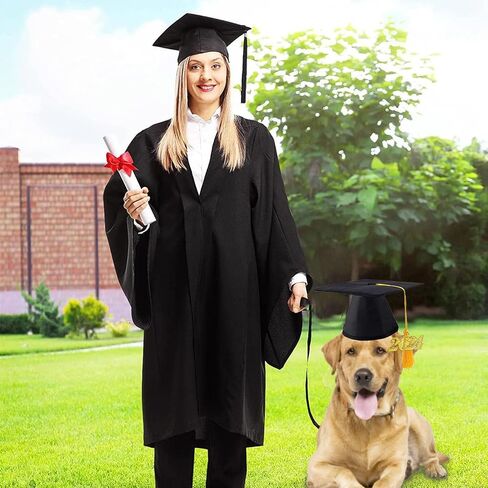 Pet Graduation Caps Dog Graduation Hat with 2024 Black Tassel Puppy Grad Hat Graduation Costume for Dogs Cats Holiday Dog Outfits Accessory Party Dress-Up Photo Prop Apparel (Graduation, Black) in Saudi Arabia