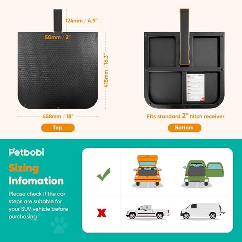 خطوات الكلب من بيتبوبي للسيارة - منحدر محمول مضاد للانزلاق للكلاب، يساعد الكلاب على الدخول والخروج من سيارات الدفع الرباعي - سلالم الكلاب المتينة تحمل 300 رطل - خالية من الأدوات، سهلة التركيب - معدات السفر الأساسية للكلاب - أسود in Kuwait