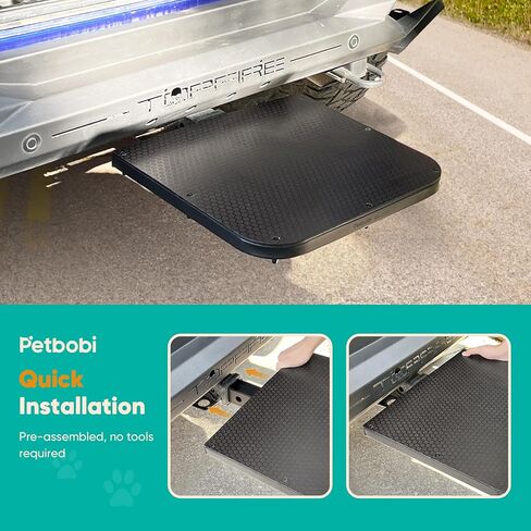 خطوات الكلب من بيتبوبي للسيارة - منحدر محمول مضاد للانزلاق للكلاب، يساعد الكلاب على الدخول والخروج من سيارات الدفع الرباعي - سلالم الكلاب المتينة تحمل 300 رطل - خالية من الأدوات، سهلة التركيب - معدات السفر الأساسية للكلاب - أسود in Kuwait