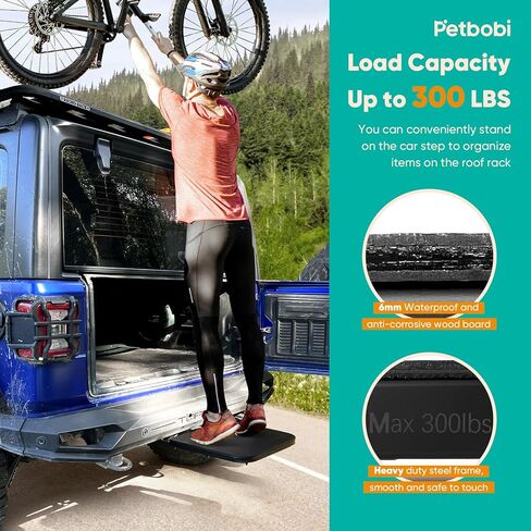 خطوات الكلب من بيتبوبي للسيارة - منحدر محمول مضاد للانزلاق للكلاب، يساعد الكلاب على الدخول والخروج من سيارات الدفع الرباعي - سلالم الكلاب المتينة تحمل 300 رطل - خالية من الأدوات، سهلة التركيب - معدات السفر الأساسية للكلاب - أسود in Kuwait