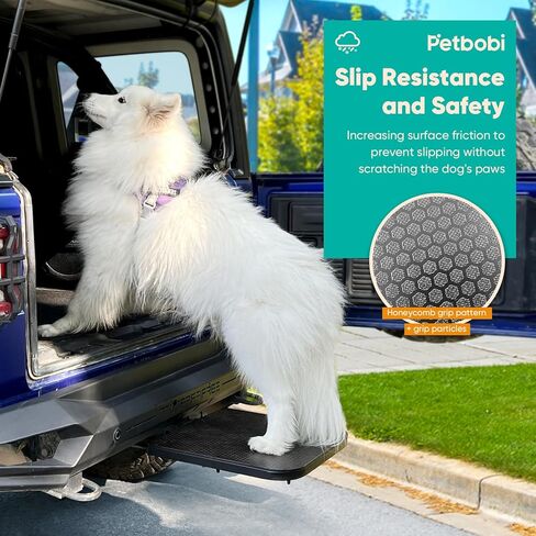 خطوات الكلب من بيتبوبي للسيارة - منحدر محمول مضاد للانزلاق للكلاب، يساعد الكلاب على الدخول والخروج من سيارات الدفع الرباعي - سلالم الكلاب المتينة تحمل 300 رطل - خالية من الأدوات، سهلة التركيب - معدات السفر الأساسية للكلاب - أسود in Kuwait