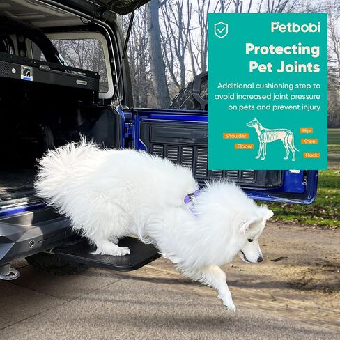 خطوات الكلب من بيتبوبي للسيارة - منحدر محمول مضاد للانزلاق للكلاب، يساعد الكلاب على الدخول والخروج من سيارات الدفع الرباعي - سلالم الكلاب المتينة تحمل 300 رطل - خالية من الأدوات، سهلة التركيب - معدات السفر الأساسية للكلاب - أسود in Kuwait
