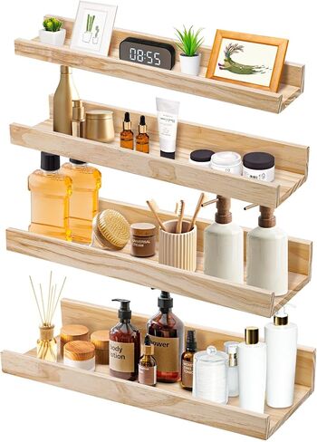 Melantha Floating Wall Shelves for Home Room Decor - Floating Wall Shelf of Deep U Shape; Picture Ledge Wall Mount Shelves for Living Room; Bedroom; Bathroom; Kitchen; Rustic Wood Spice Rack Shelf in Saudi Arabia