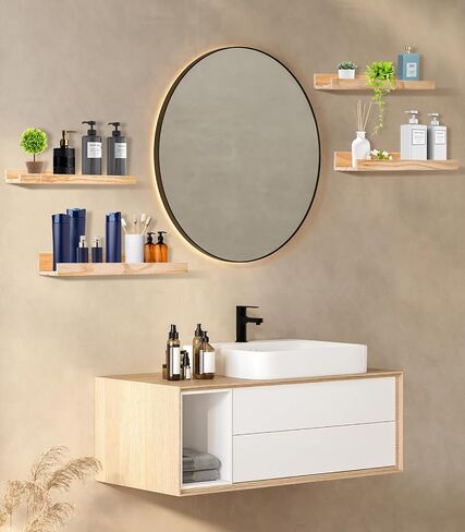 Melantha Floating Wall Shelves for Home Room Decor - Floating Wall Shelf of Deep U Shape; Picture Ledge Wall Mount Shelves for Living Room; Bedroom; Bathroom; Kitchen; Rustic Wood Spice Rack Shelf in Saudi Arabia