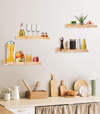 Melantha Floating Wall Shelves for Home Room Decor - Floating Wall Shelf of Deep U Shape; Picture Ledge Wall Mount Shelves for Living Room; Bedroom; Bathroom; Kitchen; Rustic Wood Spice Rack Shelf in Saudi Arabia