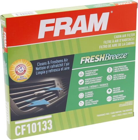 FRAM Fresh Breeze Cabin Air Filter Replacement for Car Passenger Compartment w/ Arm and Hammer Baking Soda, Easy Install, CF10133 for Select Toyota Vehicles in Saudi Arabia