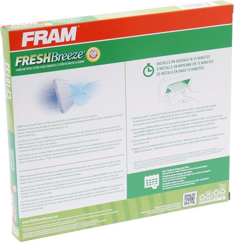 FRAM Fresh Breeze Cabin Air Filter Replacement for Car Passenger Compartment w/ Arm and Hammer Baking Soda, Easy Install, CF10133 for Select Toyota Vehicles in Saudi Arabia