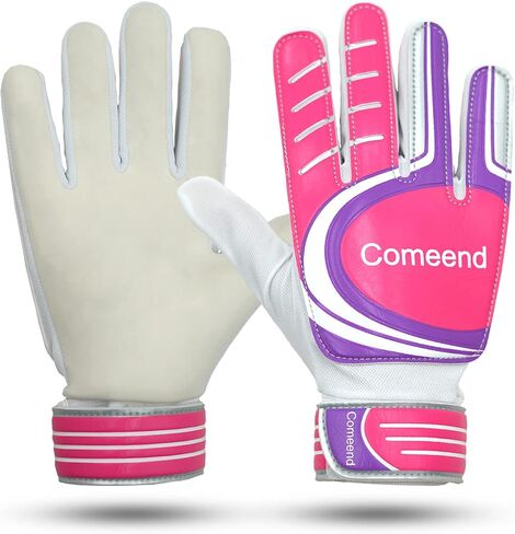Comeend Goalie Gloves Soccer Goalkeeper Gloves for Kids Boys Children Latex Palm Football Grip Gloves Size 4-7 in Saudi Arabia