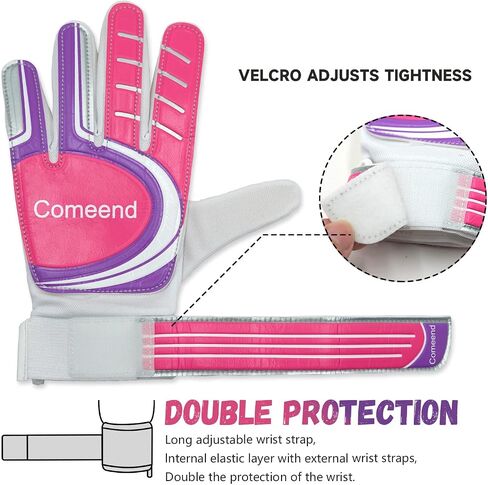 Comeend Goalie Gloves Soccer Goalkeeper Gloves for Kids Boys Children Latex Palm Football Grip Gloves Size 4-7 in Saudi Arabia