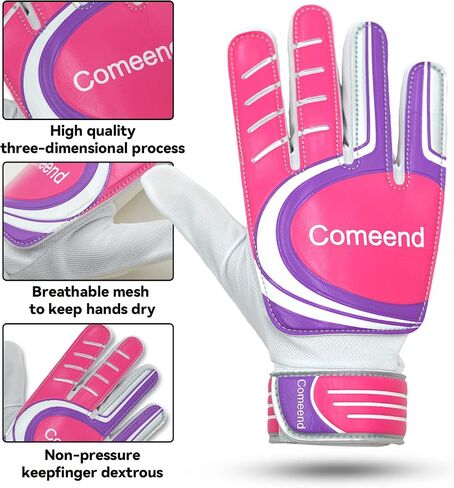 Comeend Goalie Gloves Soccer Goalkeeper Gloves for Kids Boys Children Latex Palm Football Grip Gloves Size 4-7 in Saudi Arabia