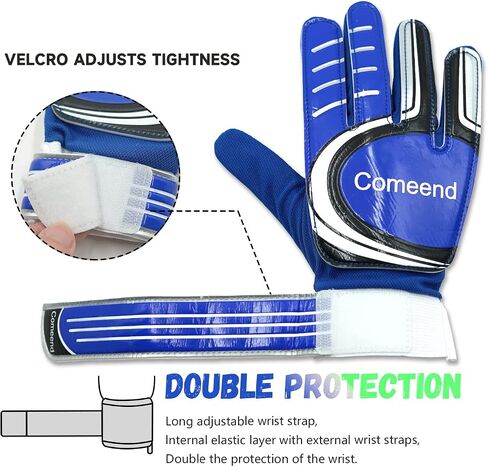 Comeend Goalie Gloves Soccer Goalkeeper Gloves for Kids Boys Children Latex Palm Football Grip Gloves Size 4-7 in Saudi Arabia