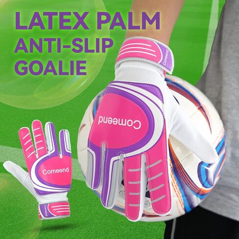 Comeend Goalie Gloves Soccer Goalkeeper Gloves for Kids Boys Children Latex Palm Football Grip Gloves Size 4-7 in Saudi Arabia