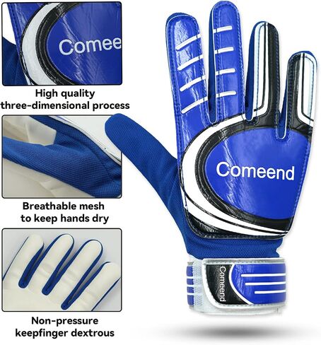 Comeend Goalie Gloves Soccer Goalkeeper Gloves for Kids Boys Children Latex Palm Football Grip Gloves Size 4-7 in Saudi Arabia