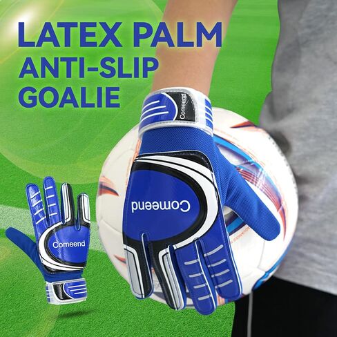 Comeend Goalie Gloves Soccer Goalkeeper Gloves for Kids Boys Children Latex Palm Football Grip Gloves Size 4-7 in Saudi Arabia