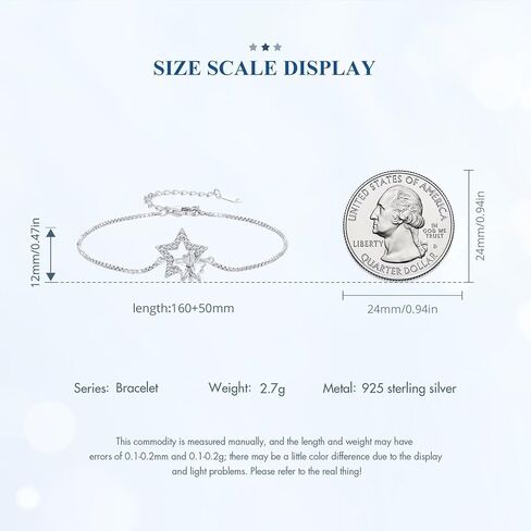 سوار من الفضة الإسترلينية عيار 925 من كينغز مع زركون مكعب مرصوف بنجمة مزدوجة، هدايا مجوهرات للفتيات والنساء في أعياد الميلاد in Kuwait