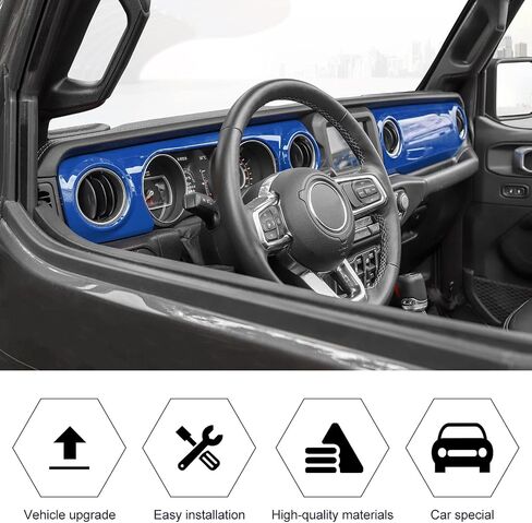 غطاء لوحة التحكم المركزية RT-TCZ، غطاء لوحة التحكم، ملحقات داخلية مزخرفة لسيارة Jeep Wrangler JL JLU & Gladiator JT 2018-2022، أزرق in Saudi Arabia