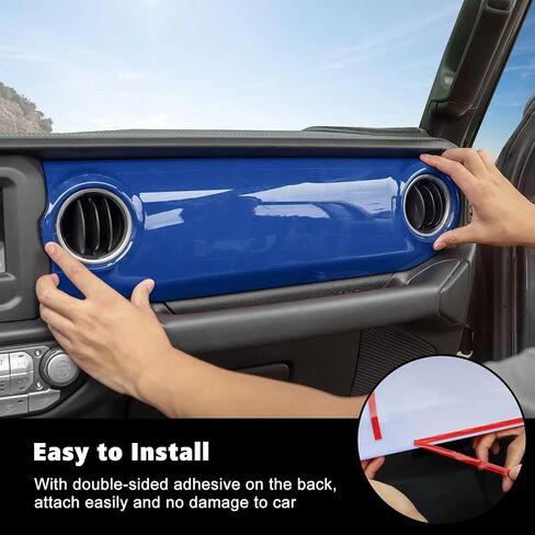 غطاء لوحة التحكم المركزية RT-TCZ، غطاء لوحة التحكم، ملحقات داخلية مزخرفة لسيارة Jeep Wrangler JL JLU & Gladiator JT 2018-2022، أزرق in Saudi Arabia