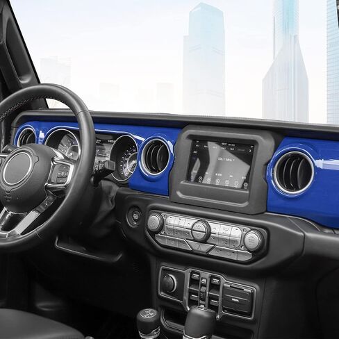 غطاء لوحة التحكم المركزية RT-TCZ، غطاء لوحة التحكم، ملحقات داخلية مزخرفة لسيارة Jeep Wrangler JL JLU & Gladiator JT 2018-2022، أزرق in Saudi Arabia