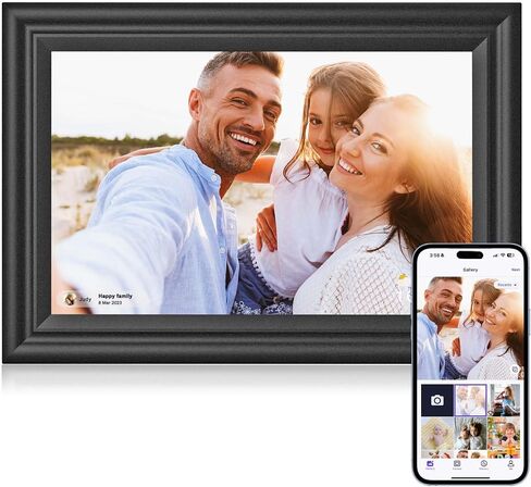 إطار صور رقمي واي فاي 10.1 بوصة إطار صور رقمي IPS HD شاشة تعمل باللمس إطار صور سحابي ذكي مع تخزين 16 جيجابايت، تدوير تلقائي، سهل مشاركة الصور أو مقاطع الفيديو عن بعد عبر التطبيق باللون الأسود in Saudi Arabia