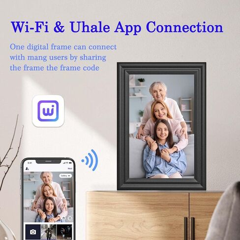 إطار صور رقمي واي فاي 10.1 بوصة إطار صور رقمي IPS HD شاشة تعمل باللمس إطار صور سحابي ذكي مع تخزين 16 جيجابايت، تدوير تلقائي، سهل مشاركة الصور أو مقاطع الفيديو عن بعد عبر التطبيق باللون الأسود in Saudi Arabia