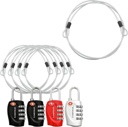 Lumintrail 4-Digit TSA Approved Lock, 4 Pack Bundle with Five 4ft Cables in Saudi Arabia