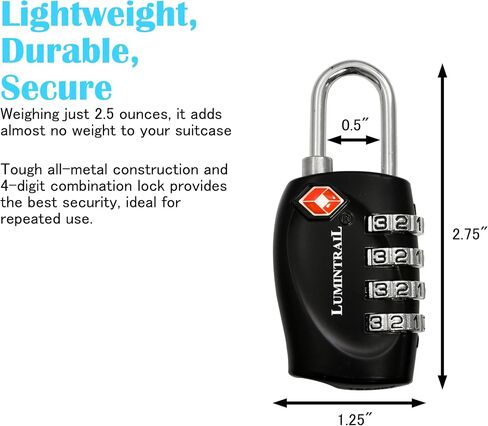 Lumintrail 4-Digit TSA Approved Lock, 4 Pack Bundle with Five 4ft Cables in Saudi Arabia