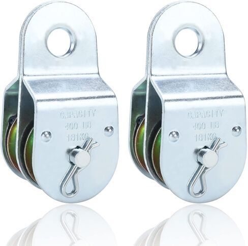 بكرات مزدوجة ثابتة من AuInn، عجلة كتلة بكرة مزدوجة، بكرة بكرة مزدوجة، تحميل 400 رطل لكل منها، مكواة مطلية بالزنك (2، 1-1/2 بوصة) in Kuwait