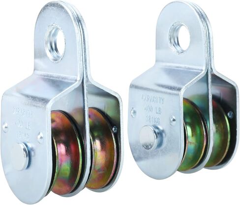 بكرات مزدوجة ثابتة من AuInn، عجلة كتلة بكرة مزدوجة، بكرة بكرة مزدوجة، تحميل 400 رطل لكل منها، مكواة مطلية بالزنك (2، 1-1/2 بوصة) in Kuwait