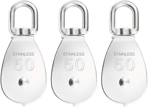 5Pcs 304 Stainless Steel M20 Single Pulley Block, Wire Rope Hanging Wire Towing Wheel, with 5Pcs Spring Snap Hook in Saudi Arabia