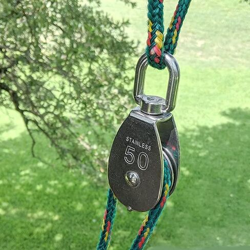 LordHardware 2PCS M50 Single Pulley Snatch Block 304 Stainless Steel Lifting Crane Swivel Hook, 3/8" Rope x 2" Sheave (M50-2PCS) in Kuwait