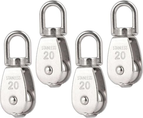 LordHardware 2PCS M50 Single Pulley Snatch Block 304 Stainless Steel Lifting Crane Swivel Hook, 3/8" Rope x 2" Sheave (M50-2PCS) in Kuwait