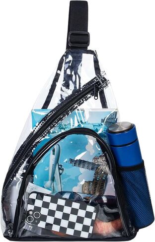 حقيبة ظهر شفافة من AGSDON معتمدة من الاستاد، حقيبة ظهر كتف صغيرة من مادة PVC، حقيبة نهارية شفافة كاجوال للرجال والنساء in Kuwait