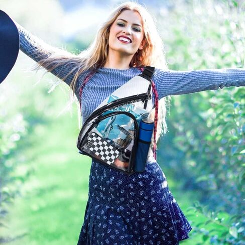 حقيبة ظهر شفافة من AGSDON معتمدة من الاستاد، حقيبة ظهر كتف صغيرة من مادة PVC، حقيبة نهارية شفافة كاجوال للرجال والنساء in Kuwait