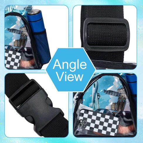 حقيبة ظهر شفافة من AGSDON معتمدة من الاستاد، حقيبة ظهر كتف صغيرة من مادة PVC، حقيبة نهارية شفافة كاجوال للرجال والنساء in Kuwait