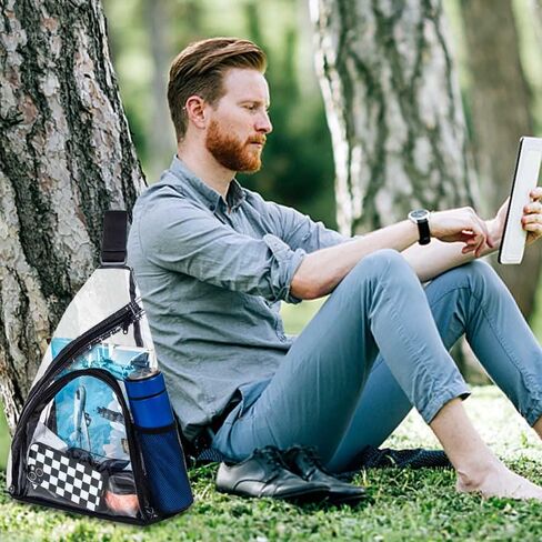 حقيبة ظهر شفافة من AGSDON معتمدة من الاستاد، حقيبة ظهر كتف صغيرة من مادة PVC، حقيبة نهارية شفافة كاجوال للرجال والنساء in Kuwait