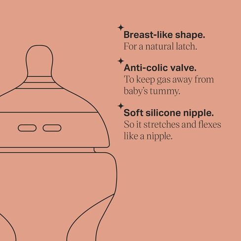 Tommee Tippee Closer to Nature Baby Bottles Slow Flow Breast-Like Nipple with Anti-Colic Valve (9oz, 4 Count) Pink & Green in Saudi Arabia