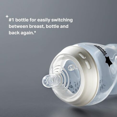 زجاجات تومي تيبي كلوزر تو نيتشر للأطفال ذات تدفق بطيء تشبه حلمة الثدي مع صمام مضاد للمغص (9 أونصة، 4 قطع) وردي وأخضر in Kuwait