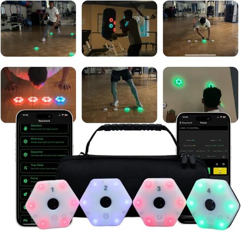 تعمل مجموعة أدوات التدريب على رشاقة الحركة الرياضية على تحسين وقت رد الفعل وخفة الحركة للرياضيين والمدربين والمعالجين الفيزيائيين ومدربي اللياقة البدنية. رائعة لكرة القدم والتنس وكرة القدم وكرة السلة والفنون القتالية. in Kuwait