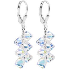Clear AB Austrian Crystals Leverback Drop Handmade 925 Sterling Silver Earrings for Women in Kuwait