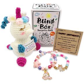 anriyahaiza Unicorn Birthday Gifts for Gir Positive Crochet Animals and Unicorn Bracelet Stuff Emotional Support Crochet with Birthday Card for 3-12 Daughter Granddaughter Niece Sisters in Saudi Arabia