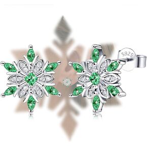 فضة أقراط ندفة الثلج ترصيع سحر هيبوالرجينيك موضة الأبيض تشيكوسلوفاكيا مسمار مجوهرات هدية عيد ميلاد للنساء in Kuwait