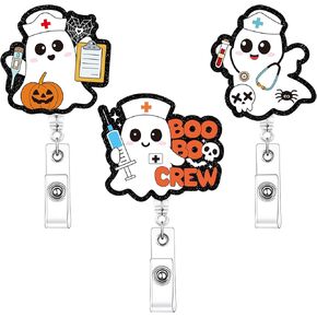 3 Pcs St. Patrick's Day Lucky Glitter Clover Shamrock Retractable Badge Reel,Nurse Badge Reels,Cute Funny Badge Reels,Glitter ID Badge Holder with Alligator Clip for Nurse Doctor Teacher Student in Kuwait