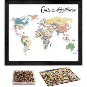 flinelife World Map Pin Board,16X12, World Travel Map With Pins, Perfect For Couples or Retirement Gift in Kuwait