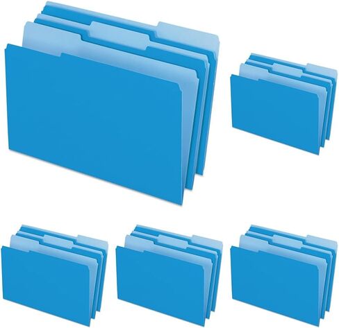Pendaflex مجلد ملفات ملون، مقاس قانوني، أزرق، 1/3 قطع، 100/BX (153 1/3 BLU) in Saudi Arabia