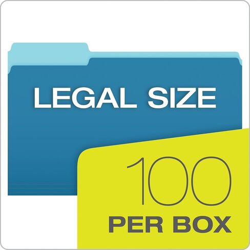 Pendaflex مجلد ملفات ملون، مقاس قانوني، أزرق، 1/3 قطع، 100/BX (153 1/3 BLU) in Saudi Arabia